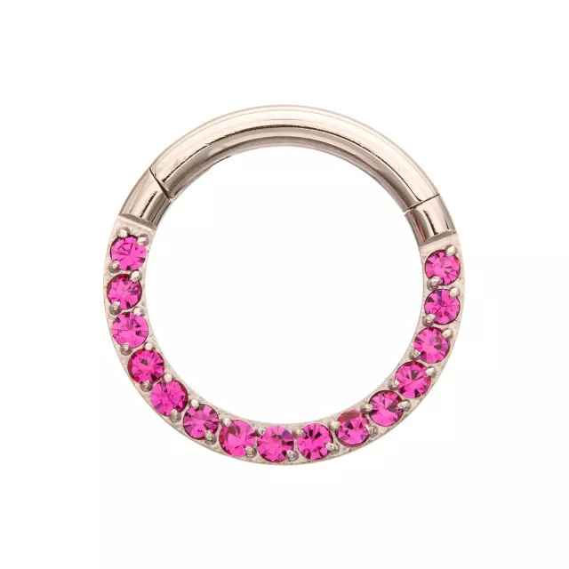 Round Pink CZ Titanium Hinged Septum Ring - 16 Gauge at Spencer's