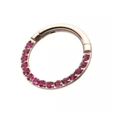 Round Pink CZ Titanium Hinged Septum Ring - 16 Gauge at Spencer's