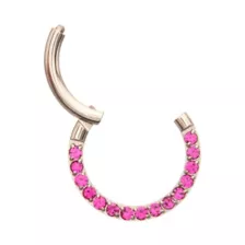 Round Pink CZ Titanium Hinged Septum Ring - 16 Gauge at Spencer's