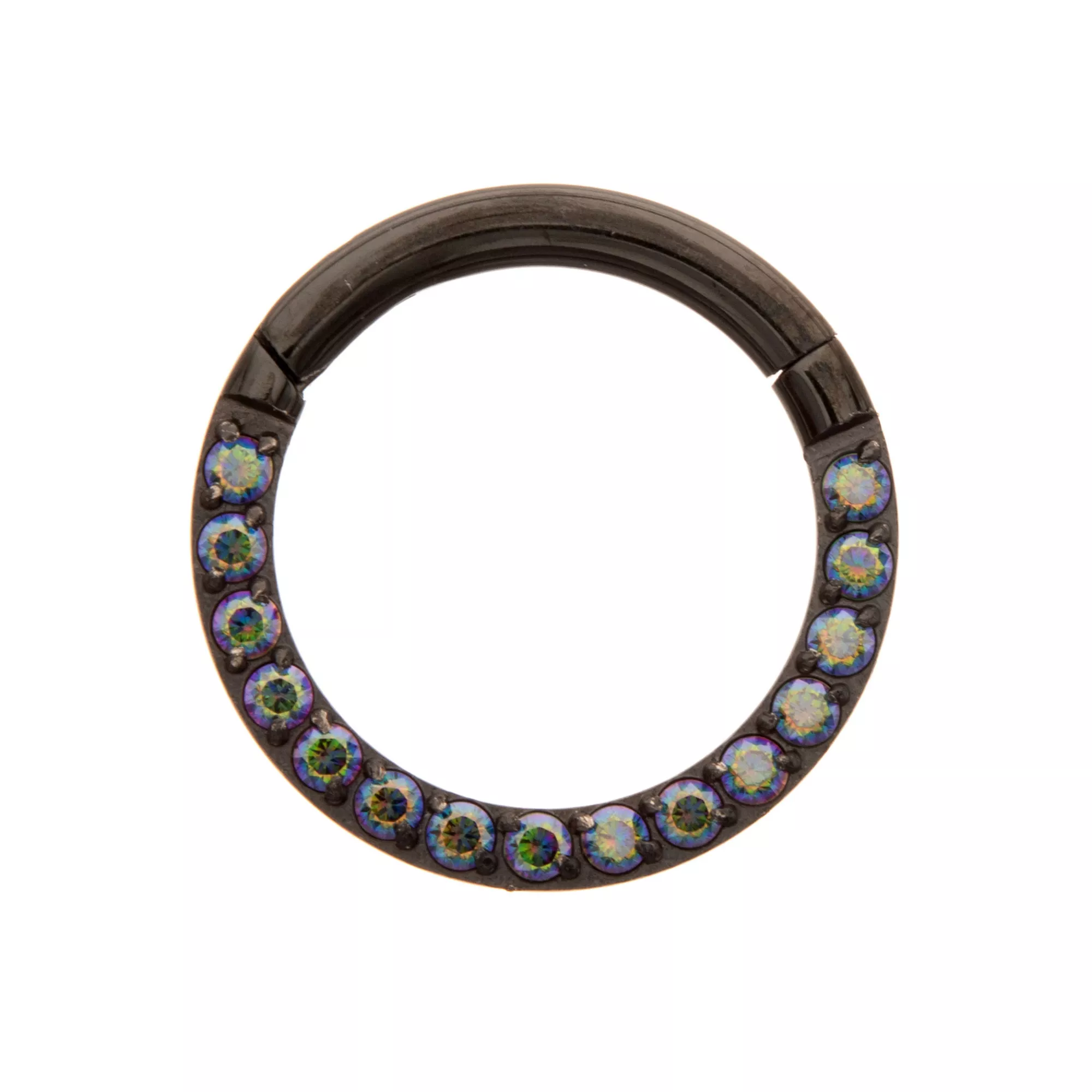 Vitrail CZ Black Titanium Hinged Septum Ring - 16 Gauge at Spencer's