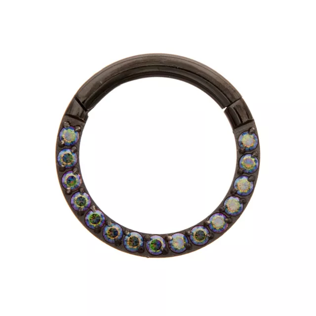 Vitrail CZ Black Titanium Hinged Septum Ring - 16 Gauge at Spencer's