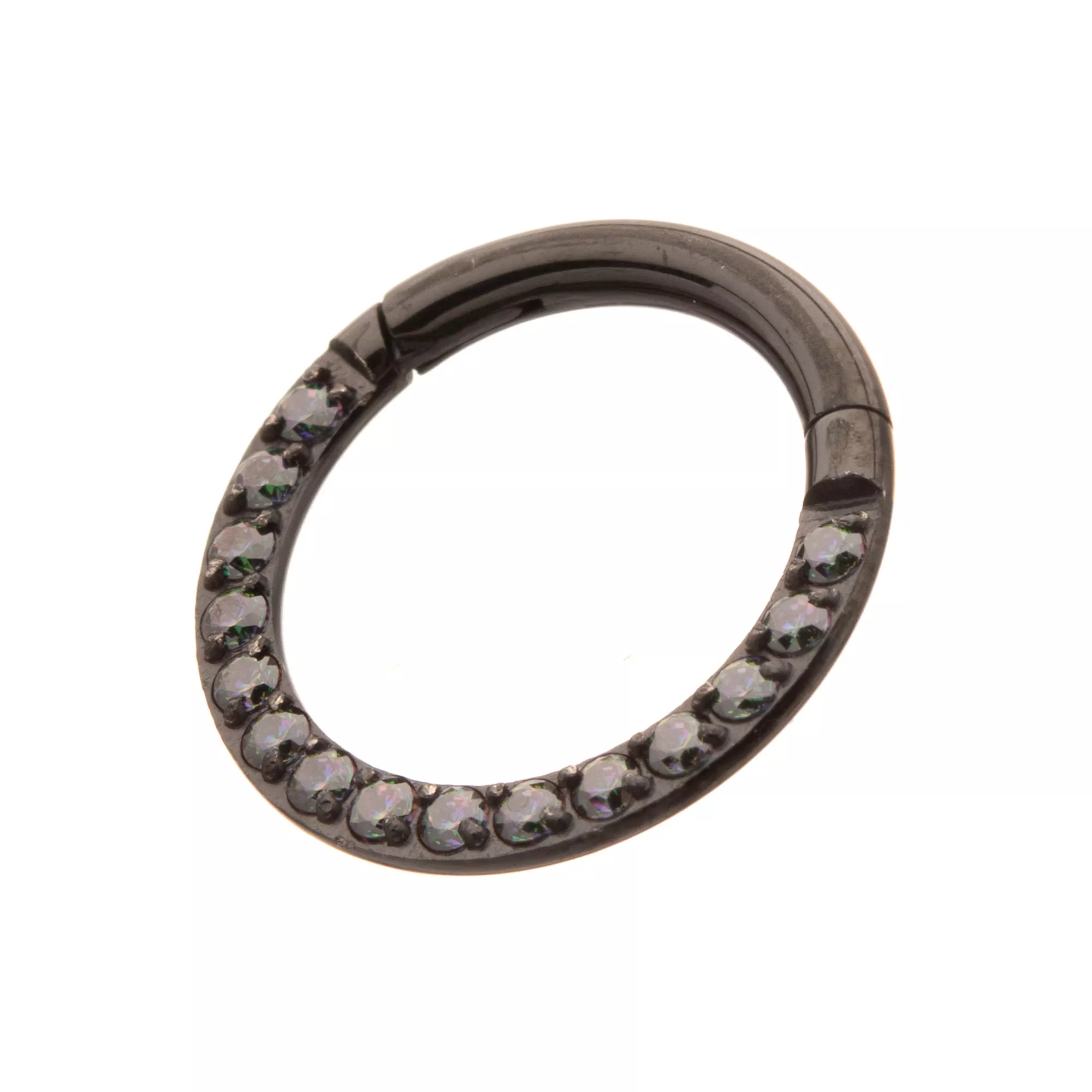 Vitrail CZ Black Titanium Hinged Septum Ring - 16 Gauge at Spencer's
