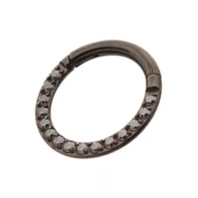 Vitrail CZ Black Titanium Hinged Septum Ring - 16 Gauge at Spencer's