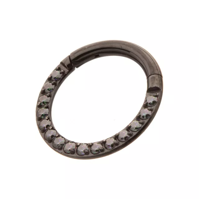 Vitrail CZ Black Titanium Hinged Septum Ring - 16 Gauge at Spencer's