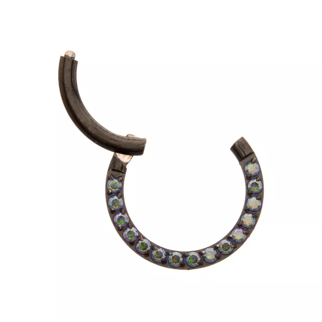 Vitrail CZ Black Titanium Hinged Septum Ring - 16 Gauge at Spencer's
