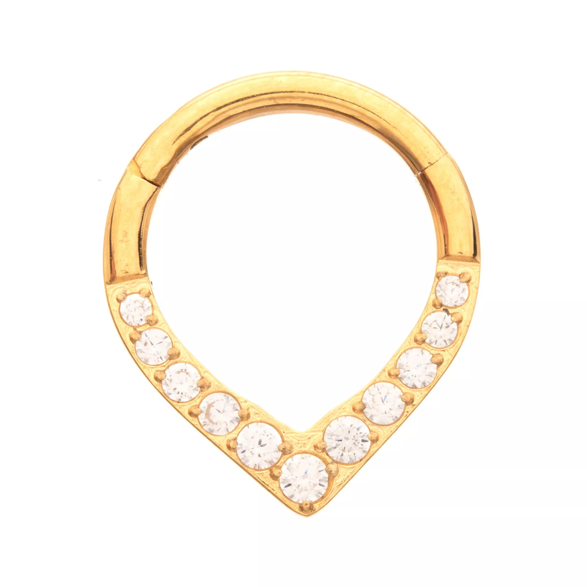 ASTM F-136 Titanium CZ Gold-Tone Septum Ring - 16 Gauge at Spencer's