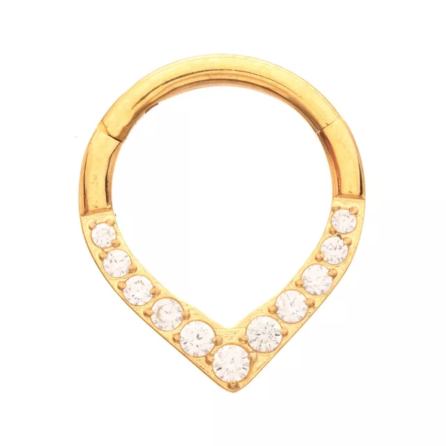 ASTM F-136 Titanium CZ Goldtone Septum Ring at Spencer's