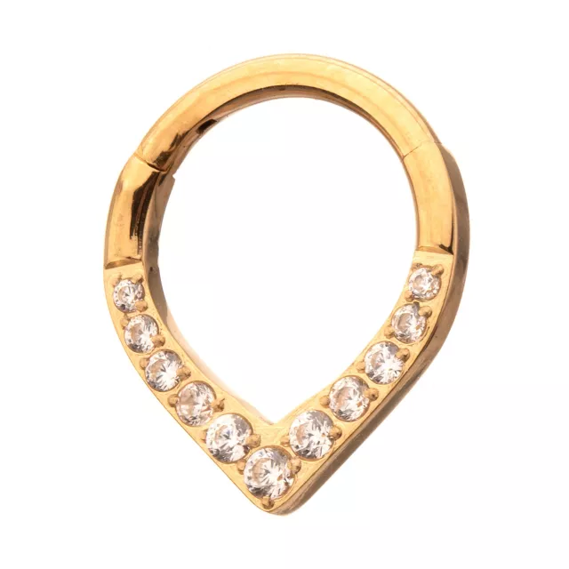 ASTM F-136 Titanium CZ Goldtone Septum Ring at Spencer's