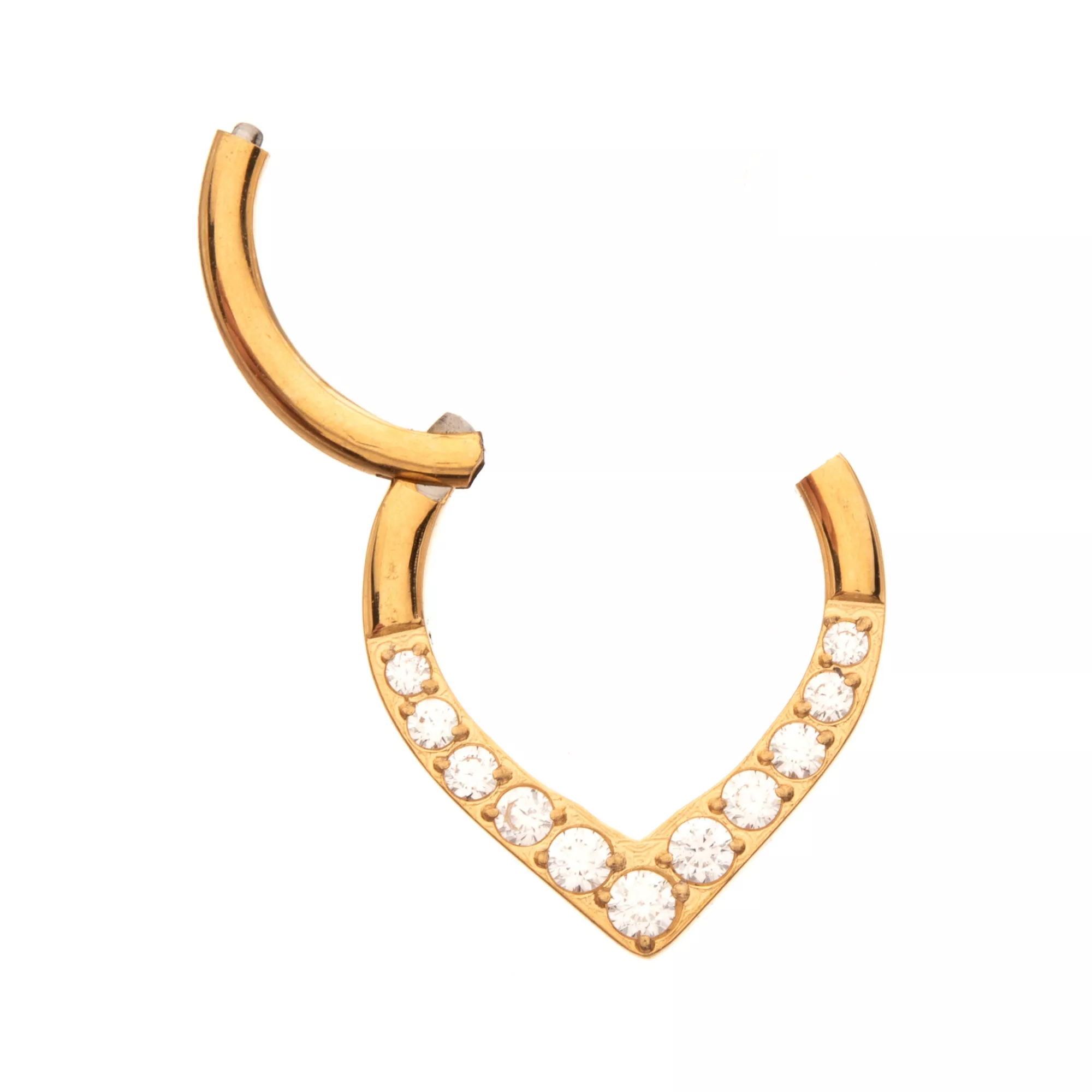ASTM F-136 Titanium CZ Gold-Tone Septum Ring - 16 Gauge at Spencer's