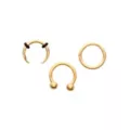 Multi-Pack ASTM F-136 Titanium Gold Plated Septum Rings 3 Pack - 16 Gauge at Spencer's