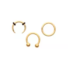 Multi-Pack ASTM F-136 Titanium Gold Plated Septum Rings 3 Pack - 16 Gauge at Spencer's
