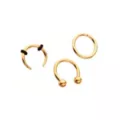 Multi-Pack ASTM F-136 Titanium Gold Plated Septum Rings 3 Pack - 16 Gauge at Spencer's