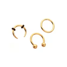 Multi-Pack ASTM F-136 Titanium Gold Plated Septum Rings 3 Pack - 16 Gauge at Spencer's
