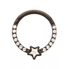 CZ Star Black Titanium Hinged Septum Ring - 16 Gauge at Spencer's
