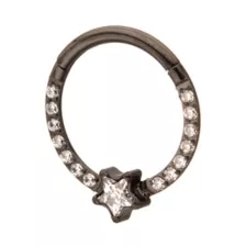 CZ Star Black Titanium Hinged Septum Ring - 16 Gauge at Spencer's