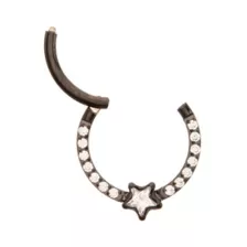 CZ Star Black Titanium Hinged Septum Ring - 16 Gauge at Spencer's