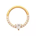 ASTM F-136 Titanium CZ Gold Plated Hinge Septum Ring - 16 Gauge at Spencer's
