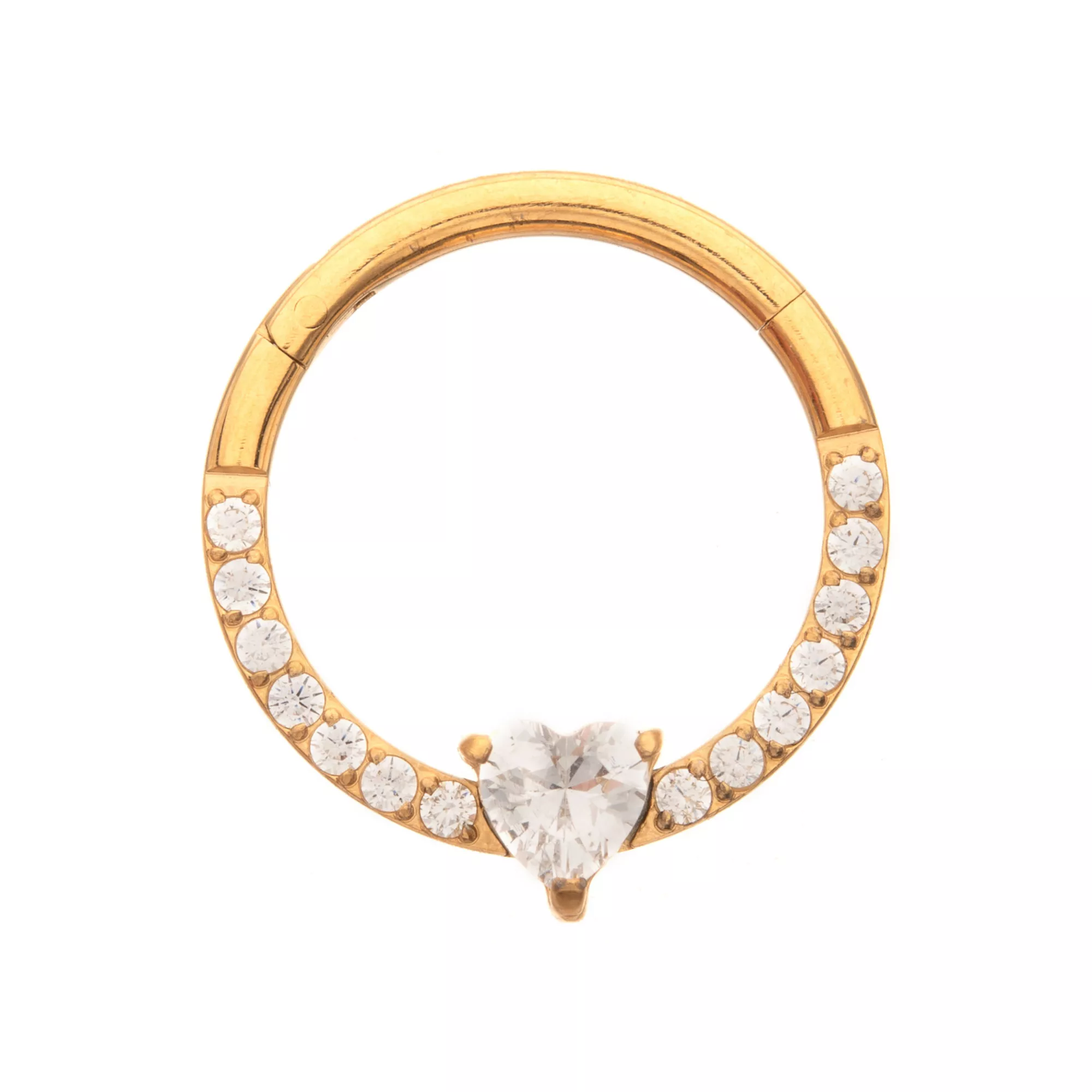 ASTM F-136 Titanium CZ Gold-Tone Hinged Septum Ring - 16 Gauge at Spencer's