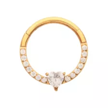 ASTM F-136 Titanium CZ Gold Plated Hinge Septum Ring - 16 Gauge at Spencer's