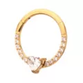 ASTM F-136 Titanium CZ Gold Plated Hinge Septum Ring - 16 Gauge at Spencer's