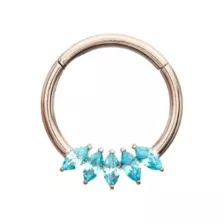 Titanium CZ Blue Gems Hinged Septum Ring - 16 Gauge at Spencer's