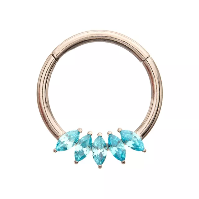 Titanium CZ Blue Gems Hinged Septum Ring - 16 Gauge at Spencer's