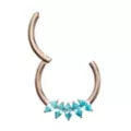 Titanium CZ Blue Gems Hinged Septum Ring - 16 Gauge at Spencer's
