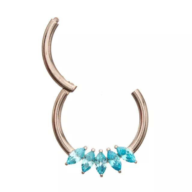 Titanium CZ Blue Gems Hinged Septum Ring - 16 Gauge at Spencer's