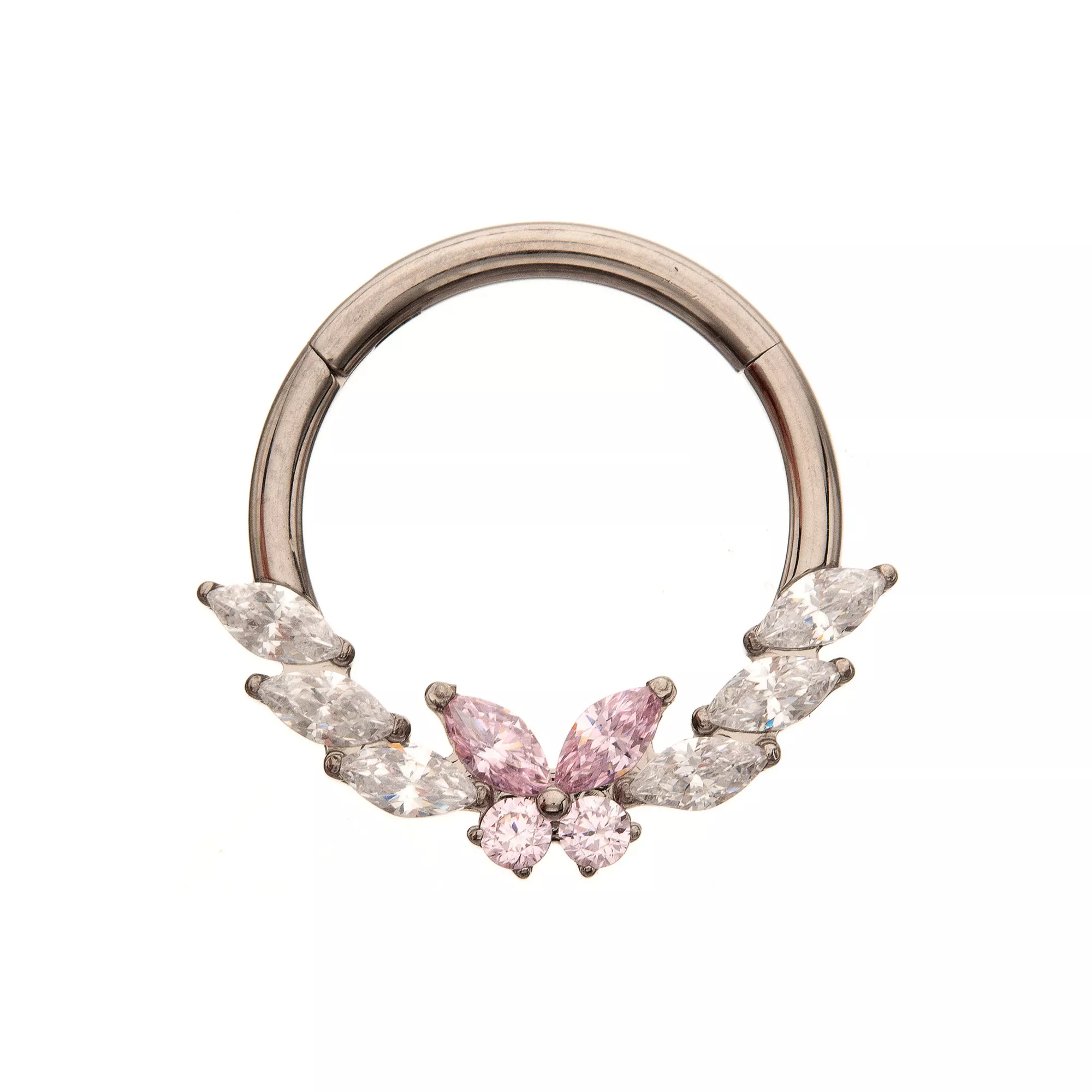 Pink CZ Titanium Hinged Septum Ring - 16 Gauge at Spencer's