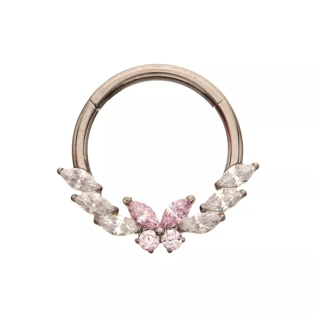 Pink CZ Titanium Hinged Septum Ring - 16 Gauge at Spencer's