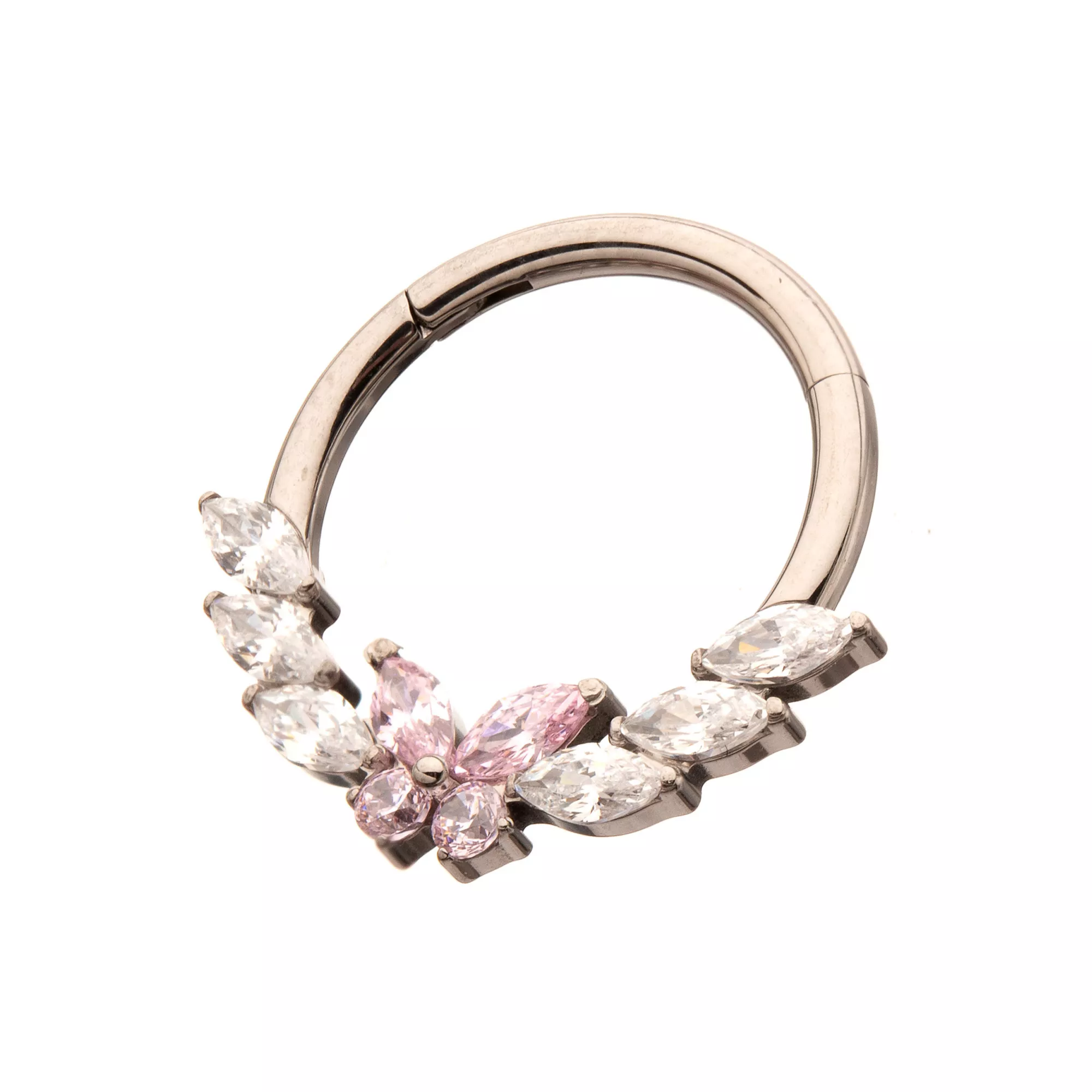 Pink CZ Titanium Hinged Septum Ring - 16 Gauge at Spencer's