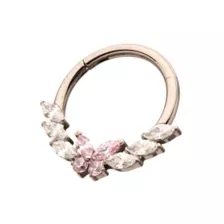Pink CZ Titanium Hinged Septum Ring - 16 Gauge at Spencer's