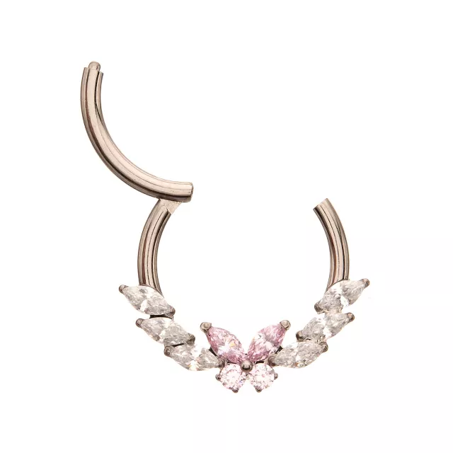 Pink CZ Titanium Hinged Septum Ring - 16 Gauge at Spencer's