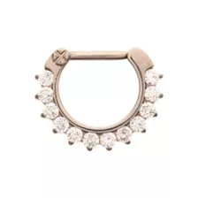 Titanium CZ Pronged Clicker Septum Ring - 16 Gauge at Spencer's