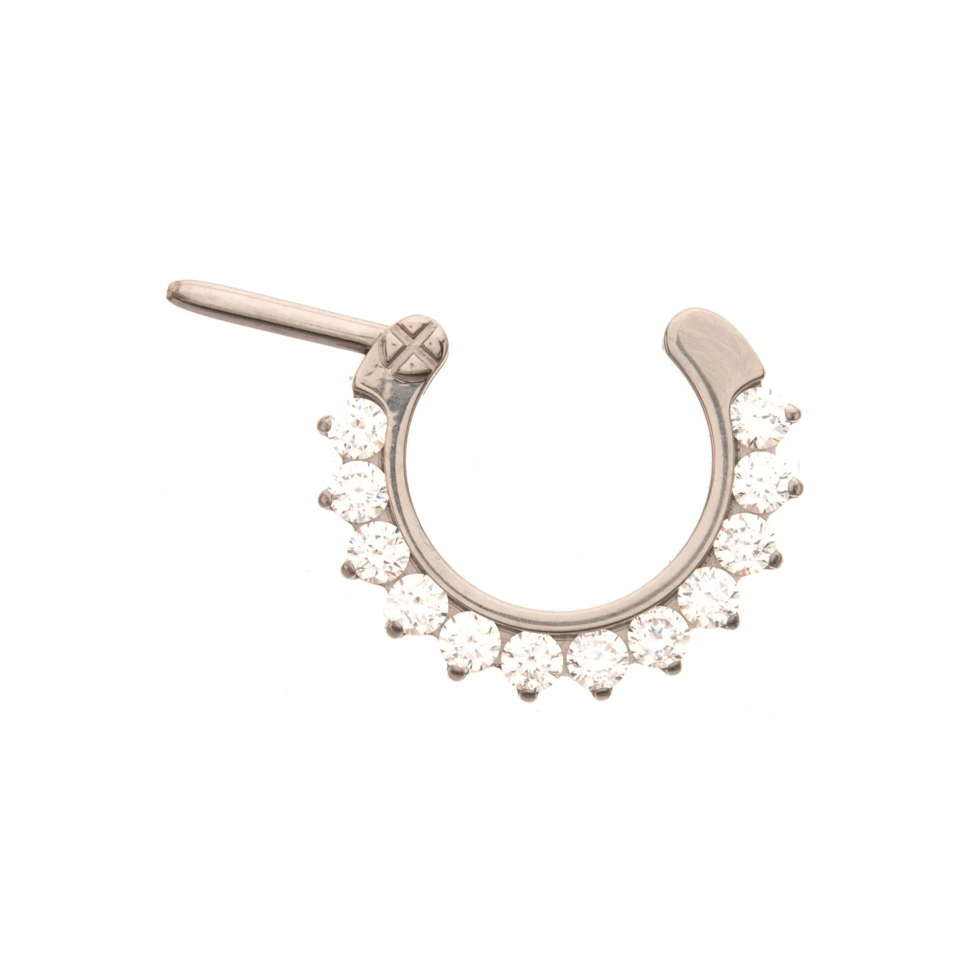 ASTM F-136 Titanium CZ Pronged Clicker Septum Ring - 16 Gauge at Spencer's