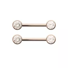 CZ Round Silver-Plated Titanium Nipple Barbells - 14 Gauge at Spencer's