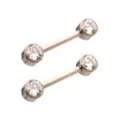 CZ Round Silver-Plated Titanium Nipple Barbells - 14 Gauge at Spencer's