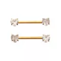 CZ Heart Gold-Tone ASTM F-136 Titanium Nipple Barbells - 14 Gauge at Spencer's