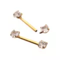 CZ Heart Gold-Tone ASTM F-136 Titanium Nipple Barbells - 14 Gauge at Spencer's