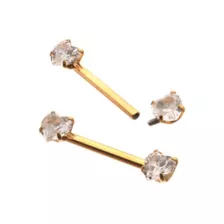 CZ Heart Gold-Tone ASTM F-136 Titanium Nipple Barbells - 14 Gauge at Spencer's