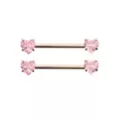 Pink CZ Heart ASTM F-136 Titanium Nipple Barbells - 14 Gauge at Spencer's