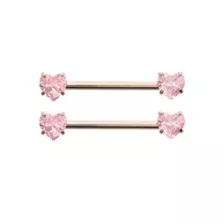 Pink CZ Heart ASTM F-136 Titanium Nipple Barbells - 14 Gauge at Spencer's