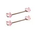 Pink CZ Heart ASTM F-136 Titanium Nipple Barbells - 14 Gauge at Spencer's