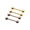 Multi-Pack Silver and Goldtone ASTM F-136 Titanium Nipple Barbells - 2 Pair at Spencer's
