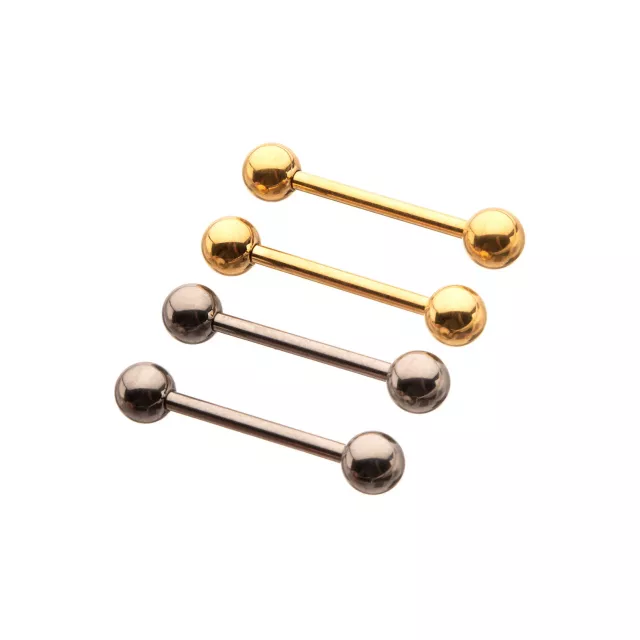 Multi-Pack Silver and Goldtone ASTM F-136 Titanium Nipple Barbells - 2 Pair at Spencer's