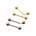 Multi-Pack Silver and Goldtone ASTM F-136 Titanium Nipple Barbells - 2 Pair at Spencer's