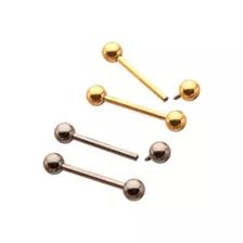 Multi-Pack Silver and Goldtone ASTM F-136 Titanium Nipple Barbells - 2 Pair at Spencer's