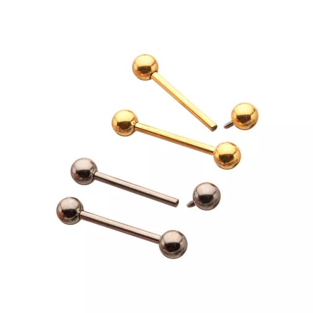 Multi-Pack Silver and Goldtone ASTM F-136 Titanium Nipple Barbells - 2 Pair at Spencer's