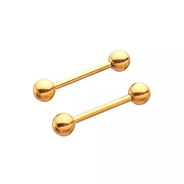 Goldtone Titanium Internally Threaded Nipple Barbells - 14 Gauge at Spencer's