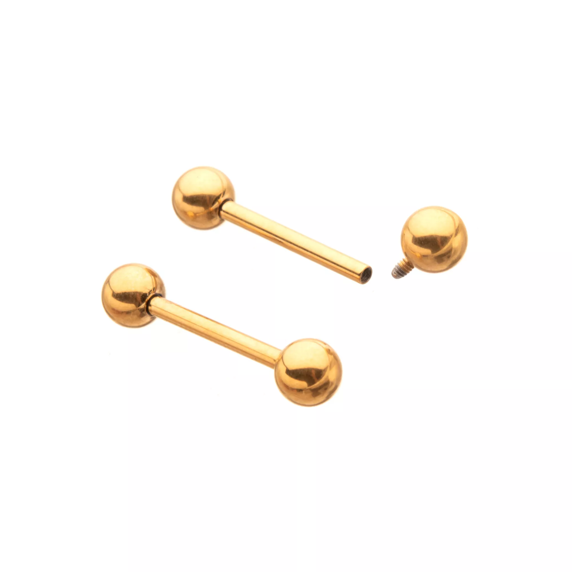 Basic Gold-Plated Titanium Nipple Barbells - 14 Gauge at Spencer's